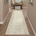 Beige Runner Rug 2x8 Vintage Area Carpet Hallway Long Indoor Kitchen Washable Living Room Low Pile Traditional Distressed Retro Accent Throw Rug Non Slip Laundry Bathroom Office