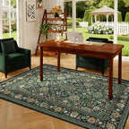 Dark Green Rug 3x5 Area Rug with Non-Slip Backing, Washable Rugs for Bedroom Living Room Kitchen, Distressed Carpet Printed Low-Pile Soft Dorm Rug Room Decor