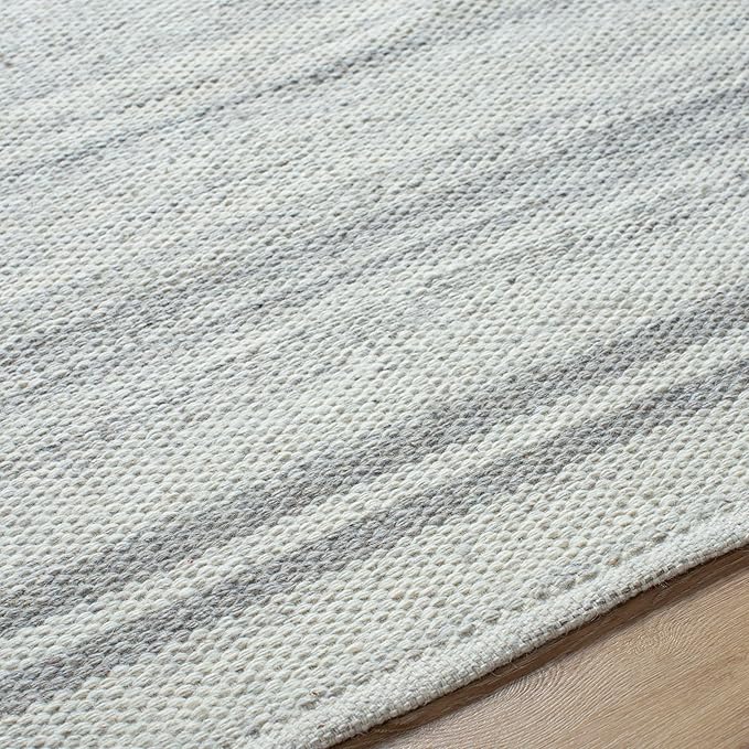 Mark&Day Wool Rugs, 2x3 Janmichael Solid and Border Gray Area Rug, Grey Ivory Carpet for Living Room, Bedroom or Kitchen (2' x 3')