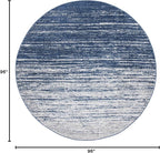 SAFAVIEH Adirondack Collection Area Rug - 8' Round, Navy & Grey, Modern Ombre Design, Non Shedding & Easy to Clean, Ideal for Living Room, Bedroom, Office, Dining Space (ADR113E)