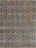 Unique Loom Glam Collection Area Rug - Trellis (10'x 13' Rectangle, Gray Gold/ Gold)