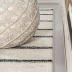 JONATHAN Y Williamsburg Minimalist Stripe Cream/Black Indoor Area Rug, 3x5, Contemporary, Modern, Easy-Cleaning for Living Room, Bedroom, Kitchen, Pet Friendly, Non-Shedding (MOH201D-3)