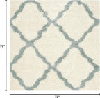 SAFAVIEH Dallas Shag Collection Area Rug - 6' Square, Ivory & Light Blue, Trellis Design, Non-Shedding & Easy Care, 1.5-inch Thick Ideal for High Traffic Areas in Living Room, Bedroom (SGD257J)