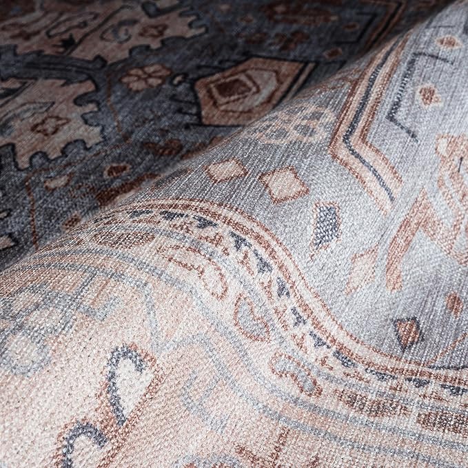Fame Rugs Turkish Rug. Washable Vintage Oriental Antique Inspired Traditional Doormat Small Modern Area Rugs Luxury Entryway Entry Bedroom Bathroom Kitchen (403CC, 5'9 x 8'9)
