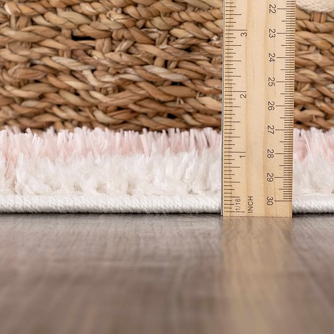 Hauteloom Darva Living Room, Bedroom Area Rug - Contemporary - Plush Pile - Pink - 6'7" x 9'