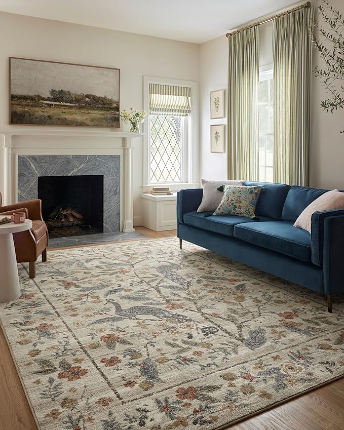 Loloi Rifle Paper Co. Laurel Collection LAU-05 Ivory 7'-10" x 10' Area Rug