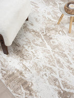Adel Modern Area Rug for Living Room, 4x6 Rustic Distressed Abstract Beige Neutral Rug, Medium Pile Stain Resistant Carpet for Bedroom, Dining Room or Kitchen (4' x 6', Beige)