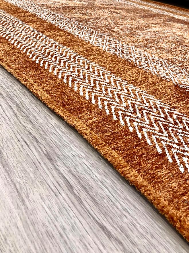 Alfa Rich 4x6 Burnt Orange Washable Area Rugs for Living Room Bedroom Kitchen Cotton Decor Rug