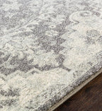 Livabliss Area Rugs - 9x12 Odelia Vintage Boho Black Gray Charcoal Area Rug for Living Room Bedroom - Floral Medallion Stain Resistant Carpet for Kitchen, Nursery, Office (9' x 12'6")