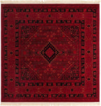 Unique Loom Tekke Collection Area Rug - Sheibani (7' 10" Square, Red/ Black)