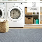 Dash and Albert Herringbone Machine Washable Area Rug - 2' x 3' Navy - Geometric Accent Rug - Anti-Slip Backing, Lightweight, Machine Washable, High Traffic Areas Kitchen, Mudroom, Laundry Room