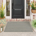 Black and White Striped Rugs 2.3'x3.6', Washable Hand Woven Front Door Rug, Reversible Outdoor Welcome Mat Foldable Layered Door Mats for Entryway Porch Decor Home Entrance