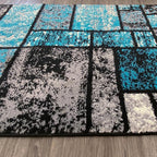 LUXE WEAVERS Modern Geometric Squares 10007 Turquoise 2x7 Area Rug