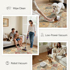 Bavni 6x9 Area Rugs for Living Room, Machine Washable Rug Non Slip, Vintage Chenille Distressed Print Carpet, Large Low Pile Ultra-Thin Lightweight Rugs for Bedroom, Dining Room, Home, Office, Orange