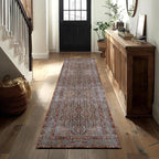 Kuden 2'6"x7' Runner Rug, Machine Washable Area Rug with Non-Slip Backing, Vintage Style, Soft, Easy Clean, Low Pile Rug for Hallway, Entryway, Kitchen, Bedroom