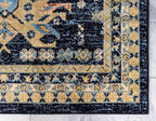 Unique Loom Taftan Collection Border Geometric Tribal Inspired Design Area Rug (9' 0 x 12' 0 Rectangular, Navy Blue/ Gold)
