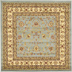 Unique Loom Voyage Collection Traditional Oriental Classic Intricate Design Area Rug (4' 0 x 4' 0 Square, Light Blue/Gold)
