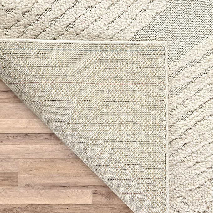 Antep Rugs Palafito 6x9 Geometric Shag Diamond High-Low Pile Textured Indoor Area Rug (Beige, 6'7" x 9')