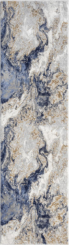 LUXE WEAVERS Marble Swirl Abstract Area Rug, Blue 2x7