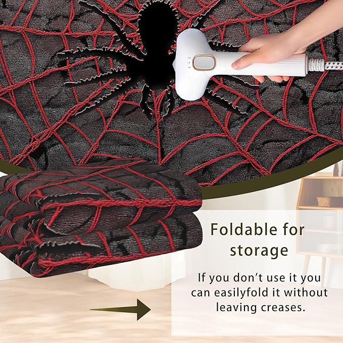 Red Spider Cool Washable Living Room Area Rug, Low Profile Abstract Pattern, Non-Slip Backing Carpet for Kitchen, Bedroom, Dining Room