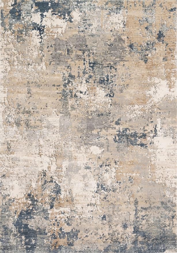 Loloi Teagan Collection TEA-06 Sand/Mist 2'-8" x 7'-6" Runner Rug, Large, Soft Neutral Rug, High-Traffic for Living Room, Bedroom, Home Office, Dining Area