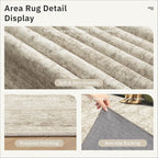 7x9 Area Rug for Living Room Washable Abstract Vintage Soft Thin Indoor Floor Non-Slip Carpet for Bedroom Dining Room Beige