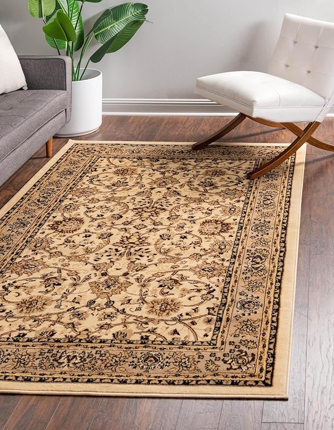 Rugs.com Yasmin Collection Rug – 9' x 12' Ivory Medium Rug Perfect for Living Rooms, Large Dining Rooms, Open Floorplans