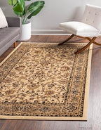 Unique Loom Sialk Hill Collection Area Rug - Washington (10' x 14' Rectangle Ivory/Black)