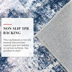 Modern Abstract Small Area Rug Indoor, Grey Navy Blue Multi 3x5 Washable Rug Non-Slip Soft Entryway Rug Kitchen Mats Thin Print Faux Wool Floor Carpet Colorful Throw Rugs for Entrance Bedroom