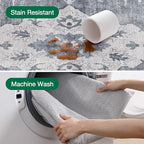 LUMI Washable Area Rug 4x6 for Living Room, Ultra Soft Stain Resistant Carpet with Non Slip Rubber Backing, Non-Shedding Low Pile Rugs for Bedroom, Dining Room, Indoor, Office