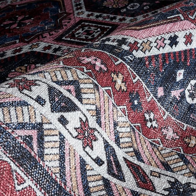 Fame Rugs Turkish Rug. Washable Vintage Oriental Antique Inspired Traditional Doormat Small Modern Area Rugs Luxury Entryway Entry Bedroom Bathroom Kitchen (400RN, 2'5 x 6'9)