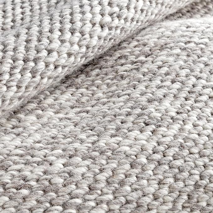 Dash and Albert Loggia Grey Handwoven Wool Rug, 3 X 5 Feet, Grey Solid Pattern - Premium Luxury Hotel Quality Soft Breathable Hypoallergenic Machine Washable Easy Care All Season Comfortable