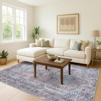 Washable Area Rug. Modern Farmhouse. Vintage. Turkish. Bohemian. Distressed. Oriental. Traditional. Rugs for Living Room. Dining. Bedroom. Office. Entryway. Foyer. (863BM, 2'5" x 4'9")