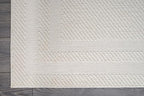 CAMILSON Micro Loop Rug 5x7 Modern Luxury Bordered Area Rugs Soft High and Low Pile Stain Resistant Easy-Cleaning Non-Shedding for Living Room Office Indoor Carpet (5 x 7 / White)