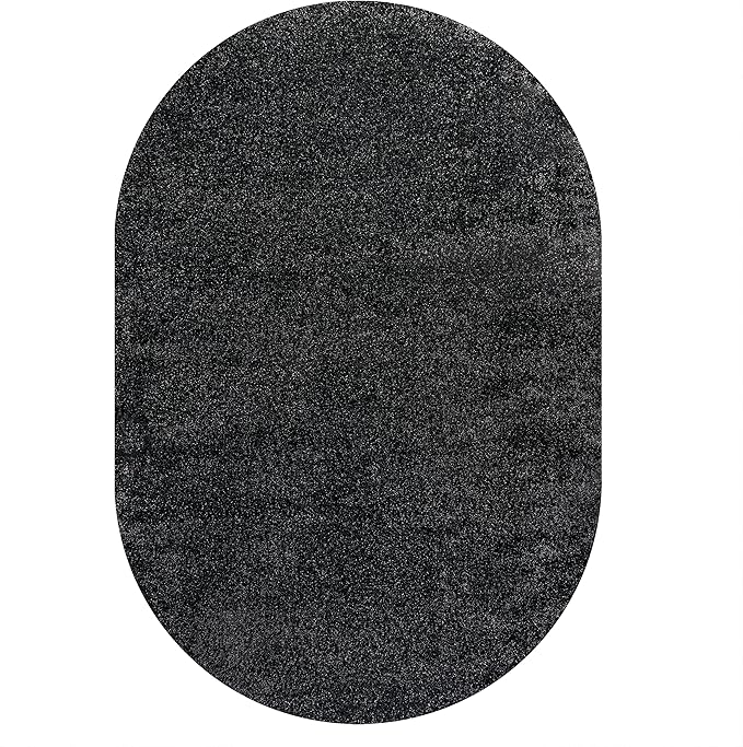 Eyely UES100I-6OV Supersoft Haze Solid Low-Pile Indoor Area Rug, Coastal, Bohemian, Minimalist, Classic, Casual for Bedroom,Kitchen,Living Room,Non Shedding,Easy-Washing, Black, 6 X 9 Oval