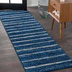 JONATHAN Y Williamsburg Minimalist Stripe Navy/Cream Runner Rug, 2x8, Contemporary, Modern, Easy-Cleaning for Living Room, Bedroom, Kitchen, Pet Friendly, Non-Shedding (MOH201C-28)