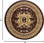 Unique Loom Taftan Collection Border Geometric Tribal Inspired Design Area Rug (8' 0 x 8' 0 Round, Brown/ Tan)