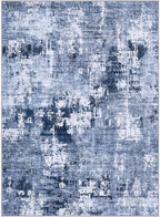 Area Rug Living Room Rugs - 4x6 Abstract Large Soft Indoor Washable Rug Neutral Modern Low Pile Carpet for Bedroom Dining Room Farmhouse Home Office - Navy Blue