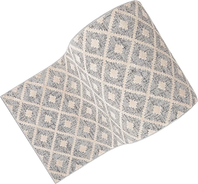 Well Woven Custom Size Hallway Stair Runner - Choose Your Length - Ainsley Grey Diamond Trellis Geometric Tribal - 31 Inches Wide x 13 Feet Long Runner (31" x 13' Runner) Rug