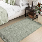 Collive Washable Area Rug 3' x 5', Modern Woven Kitchen Rugs, Olive Green/Cream Braided Cotton Rug Indoor Door Mat Throw Carpet for Entryway Living Room Nursery Mudroom Laundry Room