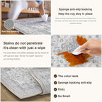 HUGEAR Machine Washable Area Rugs 3x5 Vintage Blue Living Room Rug Neutral Style Non Slip Stain Resistant Low Pile Throw Carpet for Office Home Retro Aesthetic Modern Decor