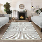 Bloom Rugs Washable Non-Slip 3' x 5' Rug - Brown Striped Area Rug for Living Room, Bedroom, Dining Room, and Kitchen - Exact Size: 3' x 5'