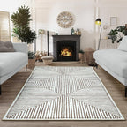 Bloom Rugs Washable Non-Slip 6' x 9' Rug - Brown Striped Area Rug for Living Room, Bedroom, Dining Room, and Kitchen - Exact Size: 6' x 9'