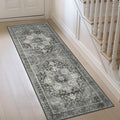GENIMO 2'6"x10 Runner Rugs for Hallway, Machine Washable Non Slip Vintage Rugs, Low Pile Lightweight Soft Print Rug for enrtyway, Corridor, Home Office, Kitchen, Charcoal Gray
