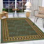Antep Rugs Alfombras Modern Bordered 5x7 Non-Skid (Non-Slip) Low Profile Pile Rubber Backing Indoor Area Rugs (Green, 5' x 7')