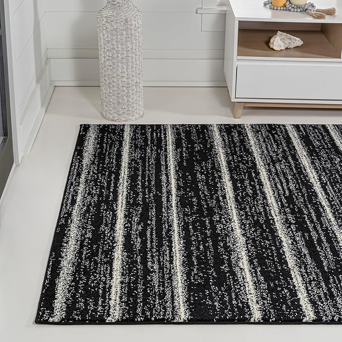 JONATHAN Y Williamsburg Minimalist Stripe Black/Cream Indoor Area Rug, 3x5, Contemporary, Modern, Easy-Cleaning for Living Room, Bedroom, Kitchen, Pet Friendly, Non-Shedding (MOH201F-3)