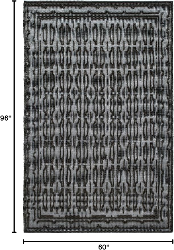 Dash and Albert Campbell Iron Handwoven Wool Rug, 5 X 8 Feet, Neutral/Grey Geometric Pattern - Premium Luxury Hotel Quality Soft Breathable Hypoallergenic Machine Washable Easy Care All Season