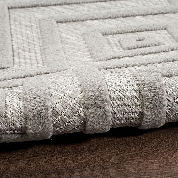 Nourison Home Versatile Silver Grey 5' x 7' Area Rug - Easy Clean, Non Shedding, Bed Room, Living Room, Dining Room, Kitchen (5' x 7')