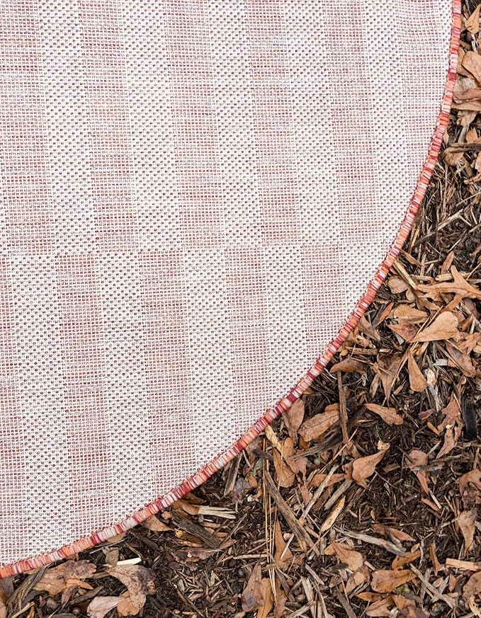 Unique Loom Outdoor Collection Classic Stripes, Transitional Indoor & Outdoor Area Rug, Rectangular 4' 0" x 4' 0", Red/Ivory