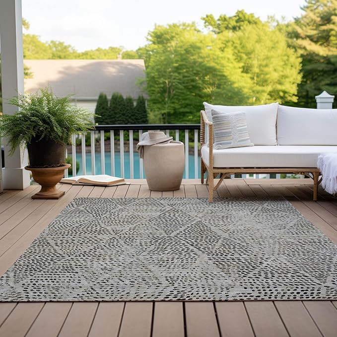 Addison Rugs Chantille ACN591 Gray 10' x 14' Indoor Outdoor Area Rug, Easy Clean, Machine Washable, Non Shedding, Bedroom, Living Room, Dining Room, Kitchen, Patio Rug
